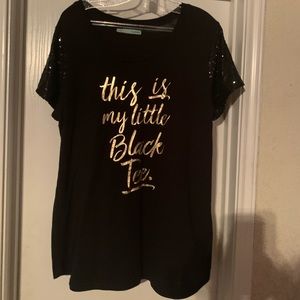 maurices little black tee with sequined shoulders